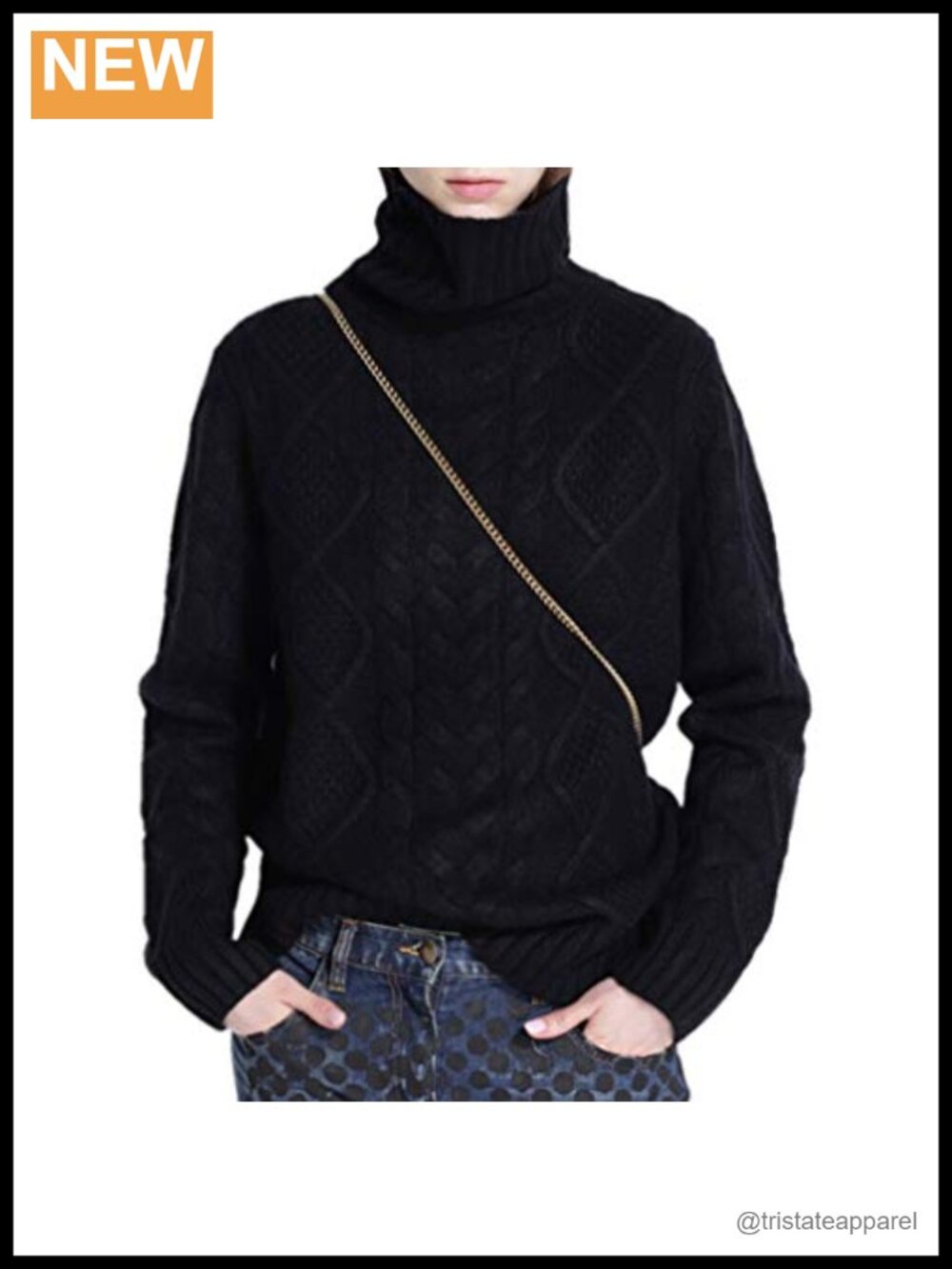 Wool Blend Turtleneck Pullover Sweater Loose Long Sleeve Winter Knitted Jumper